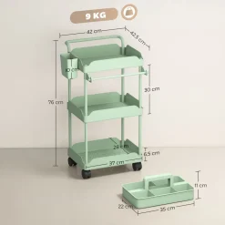Carrito auxiliar Ritual Homcom con cestas extraíbles y 4 ruedas 76x42x42,5 cm