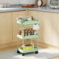 Carrito auxiliar Ritual Homcom con cestas extraíbles y 4 ruedas 76x42x42,5 cm