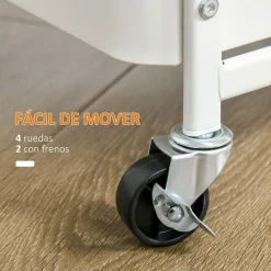 Carrito auxiliar Rush Homcom 3 niveles + 4 ganchos + 2 cestas blanco 75,6x51,5x32 cm