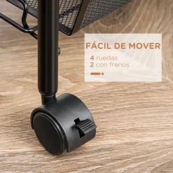 Carrito auxiliar Tajo Homcom 5 estantes con ruedas negro 106x26,5x45 cm