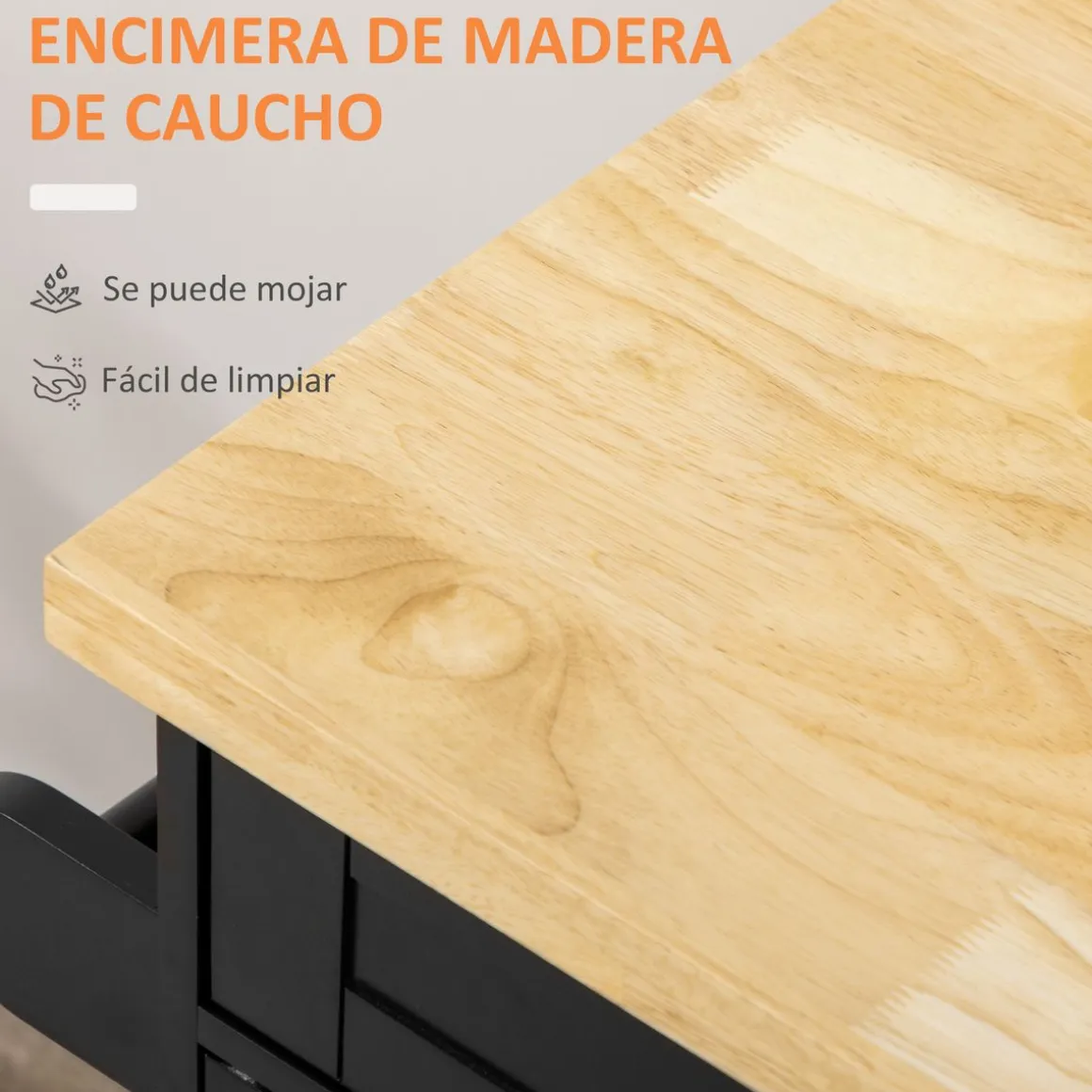 Carrito auxiliar Tea Homcom con ruedas negro 89x109x40 cm