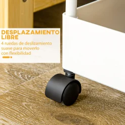 Carrito auxiliar Temba Homcom 4 cestas y ruedas blanco 90x40x19 cm