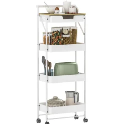 Carrito auxiliar Thila Homcom 3 estantes con cajón 117,5x45x29,5 cm