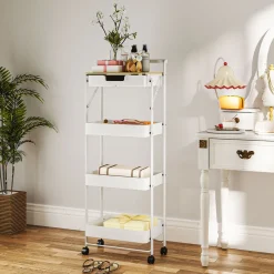 Carrito auxiliar Thila Homcom 3 estantes con cajón 117,5x45x29,5 cm