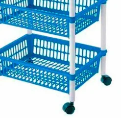 Carrito auxiliar Tontarelli 4 niveles con ruedas azul/blanco 85x40x29 cm