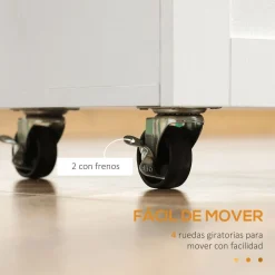 Carrito auxiliar Turia Homcom armario doble + cajón + barra lateral blanco 85x36x105 cm