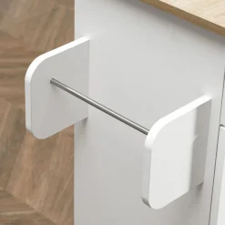 Carrito auxiliar Turia Homcom armario doble + cajón + barra lateral blanco 85x36x105 cm