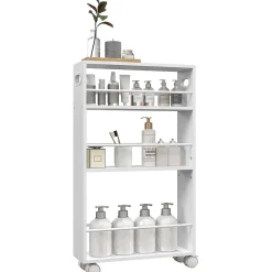 Carrito auxiliar Velez Homcom 3 estantes blanco 80x45x15 cm
