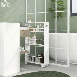 Carrito auxiliar Velez Homcom 3 estantes blanco 80x45x15 cm