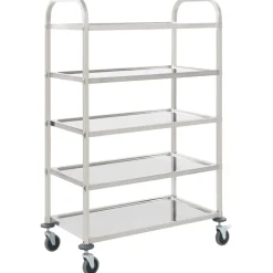 Carrito auxiliar Wine 5 niveles con ruedas acero inoxidable 147x107x55 cm