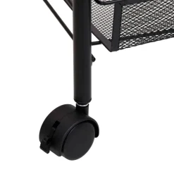 Carrito de cocina 3 niveles con ruedas negro 64x46x26 cm