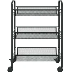 Carrito de cocina 3 niveles con ruedas negro 64x46x26 cm