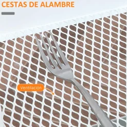 Carrito de cocina auxiliar Homcom 3 niveles 1 cajón 2 cestas con ruedas blanco 75,6x43,9x60,5 cm