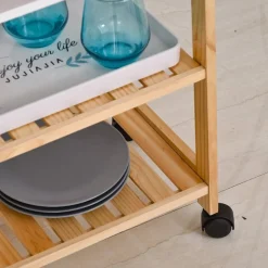 Carrito de cocina Homcom 4 niveles con ruedas natural/blanco 76x40x30 cm