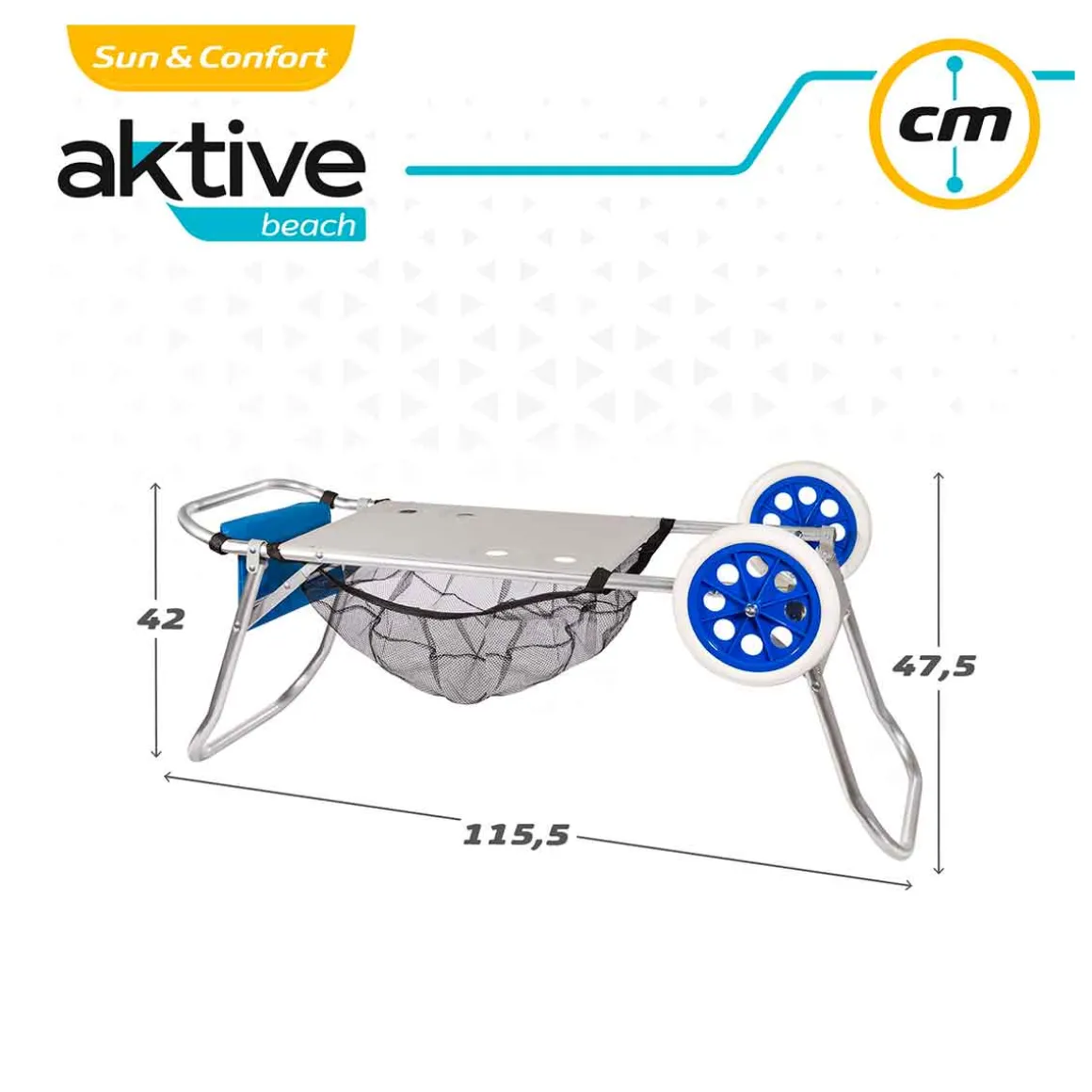 Carrito multiusos Aktive 2 en 1 azul/inox 100x47x52 cm