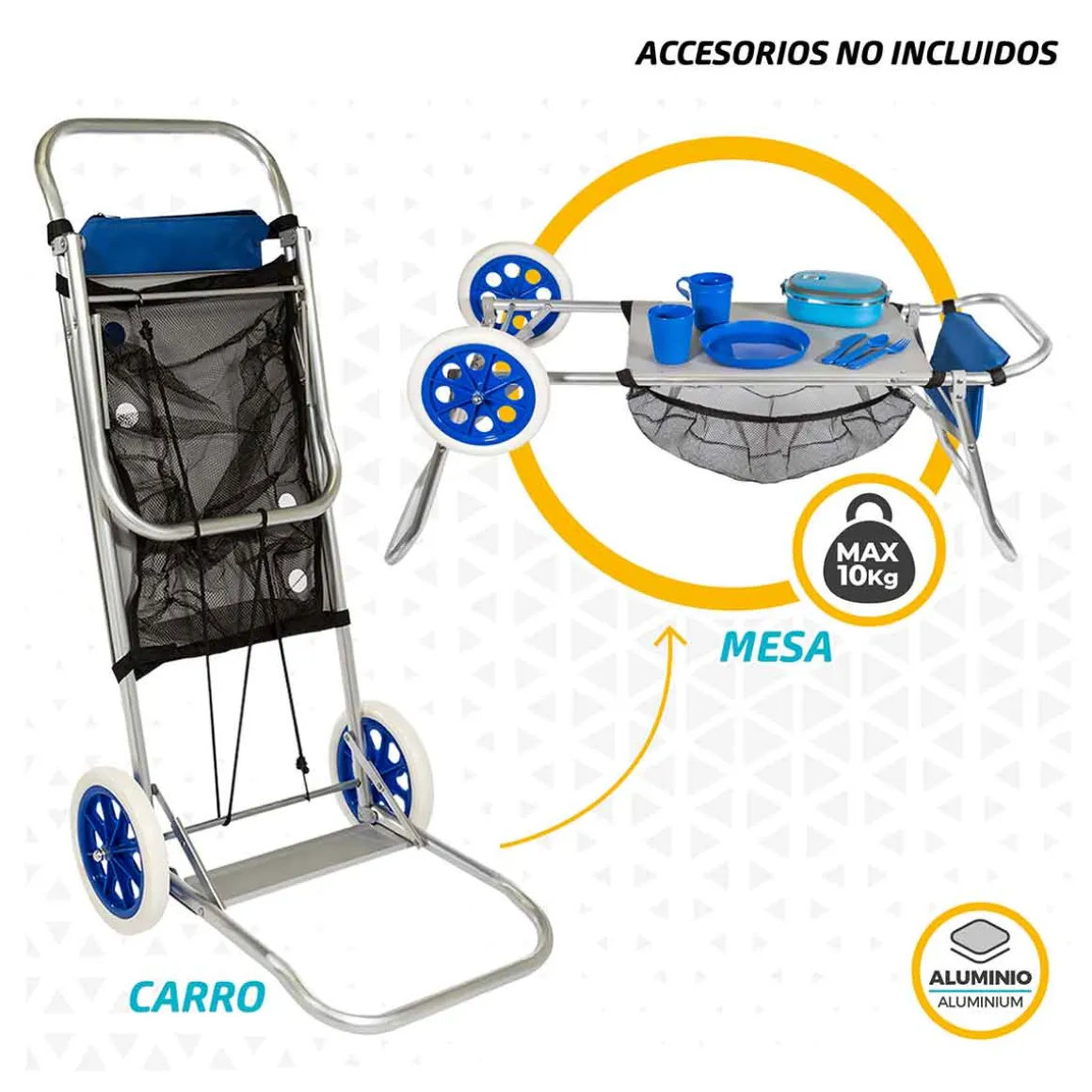 Carrito multiusos Aktive 2 en 1 azul/inox 100x47x52 cm