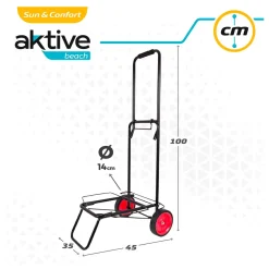 Carrito multiusos Aktive plegable 50kg negro/rojo 100x35x45 cm