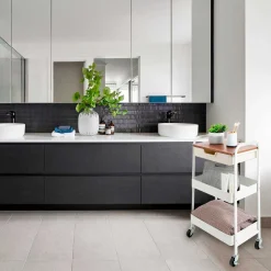 Carrito multiusos Garbo Quid 3 niveles con ruedas blanco/natural 75x46,5x30,5 cm