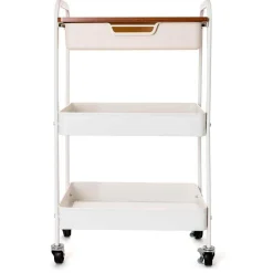 Carrito multiusos Garbo Quid 3 niveles con ruedas blanco/natural 75x46,5x30,5 cm