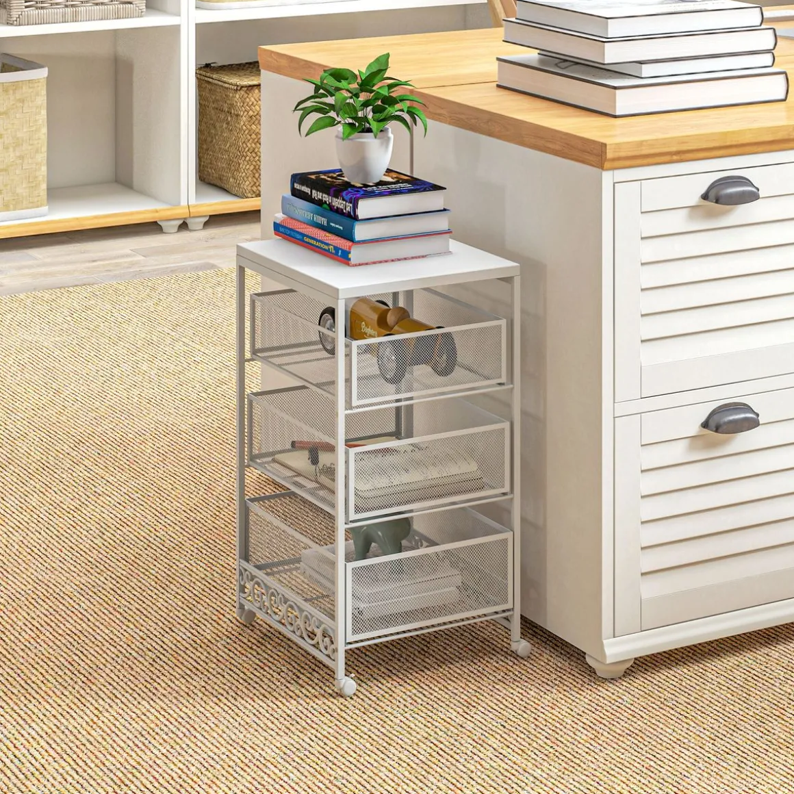 Carrito multiusos Vic Homcom 3 niveles con ruedas blanco 57,5x34x29,5 cm