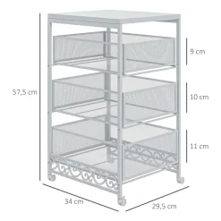 Carrito multiusos Vic Homcom 3 niveles con ruedas blanco 57,5x34x29,5 cm