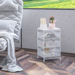 Carrito multiusos Vic Homcom 3 niveles con ruedas blanco 57,5x34x29,5 cm