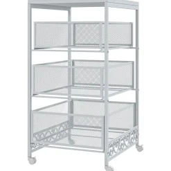 Carrito multiusos Vic Homcom 3 niveles con ruedas blanco 57,5x34x29,5 cm