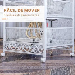 Carrito multiusos Vic Homcom 3 niveles con ruedas blanco 57,5x34x29,5 cm