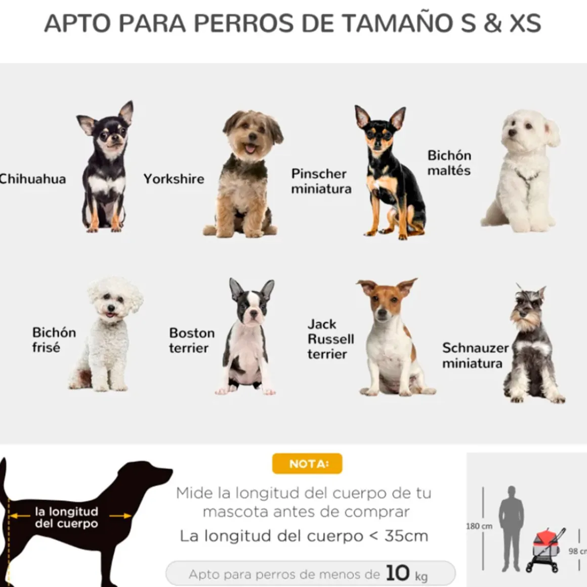 Carrito para mascotas PawHut 3 en 1 con cesta plegable 98x49,5x82 cm