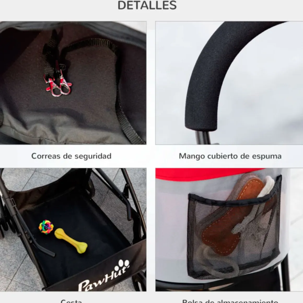 Carrito para mascotas PawHut 3 en 1 con cesta plegable 98x49,5x82 cm