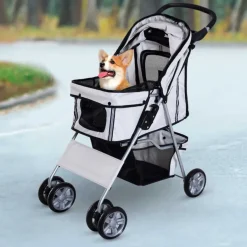Carrito PawHut para mascotas plegable con toldo 97x45x75 cm