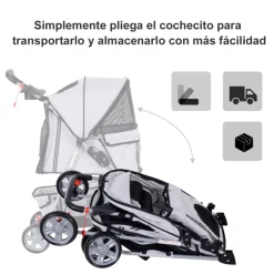 Carrito PawHut para mascotas plegable con toldo 97x45x75 cm