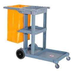 Carro de limpieza profesional Homcom 100L 3 bandejas gris/naranja 96,5x50,5x113 cm