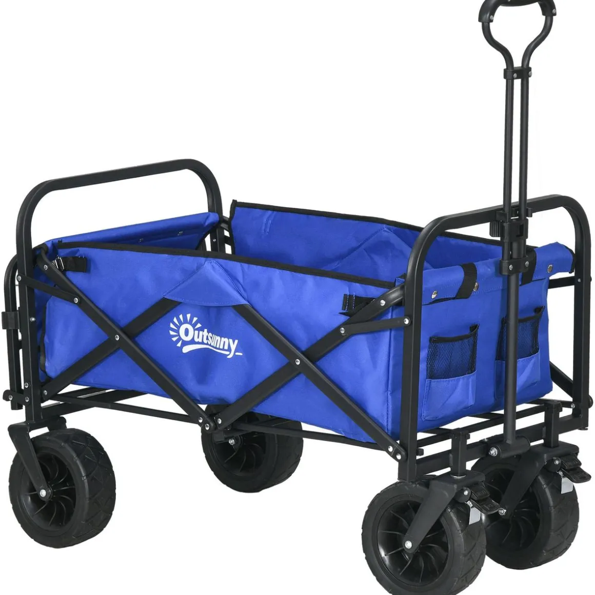 Carro multifuncional Jake Outsunny 100kg altura ajustable + plegable azul 77-100x94x57 cm