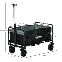 Carro multifuncional Mary Outsunny 80kg altura ajustable + plegable negro 63-93x77x50 cm
