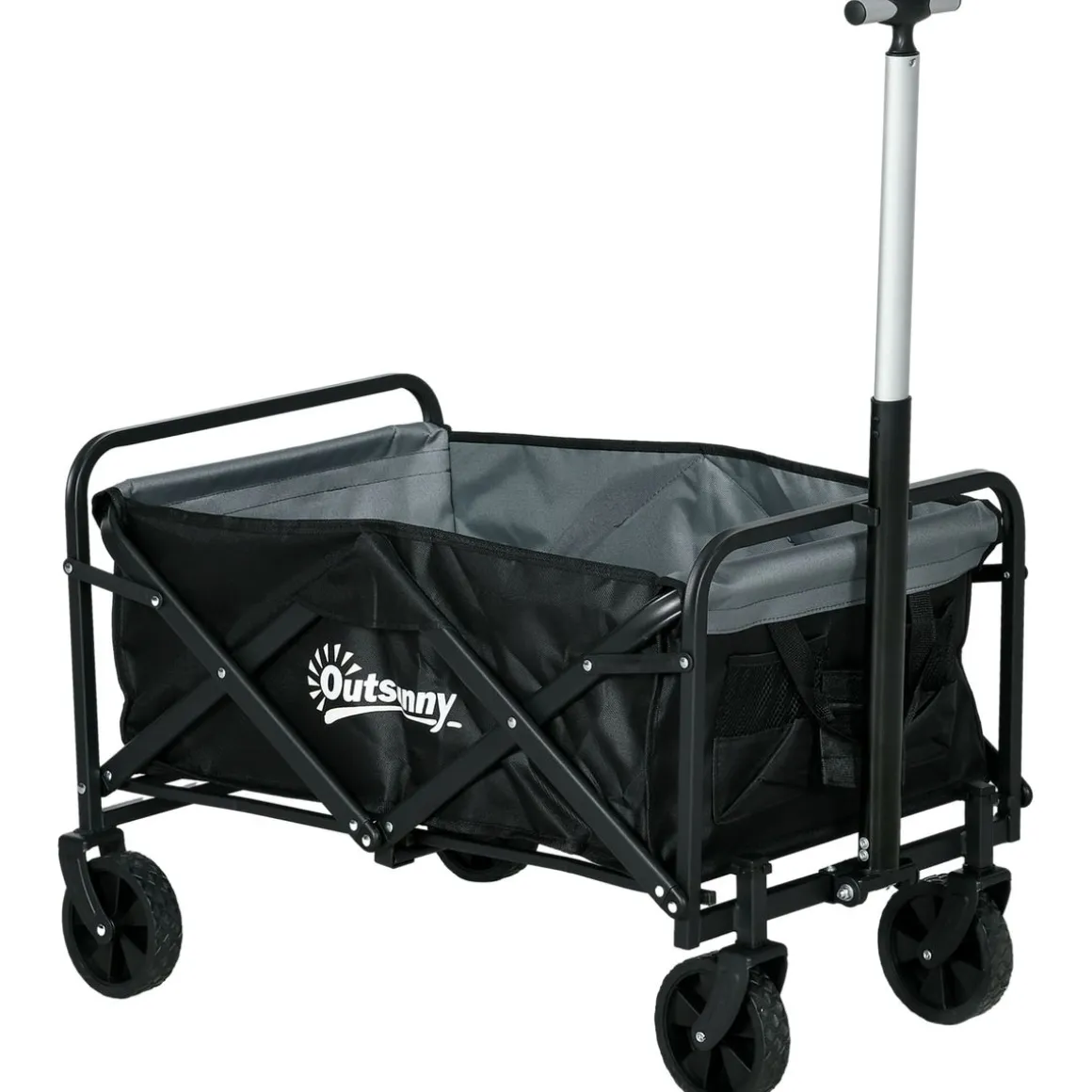 Carro multifuncional Mary Outsunny 80kg altura ajustable + plegable negro 63-93x77x50 cm