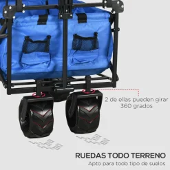 Carro multifuncional Mike Outsunny 68kg plegable + toldo azul 98x117x55 cm