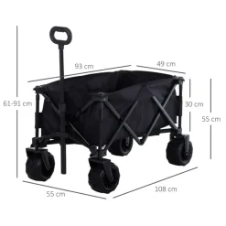 Carro multifuncional Outsunny 4 ruedas plegable negro 61-91x55x108 cm