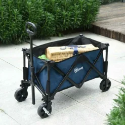 Carro multifuncional Outsunny plegable azul oscuro 79,5x40x84 cm