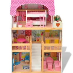 Casa de muñecas Imagine Kids 3 pisos madera rosa 90x60x30 cm