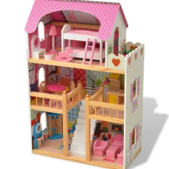Casa de muñecas Imagine Kids 3 pisos madera rosa 90x60x30 cm