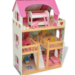 Casa de muñecas Imagine Kids 3 pisos madera rosa 90x60x30 cm