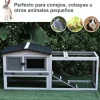 Casa para conejos PawHut de exterior 2 plantas gris 68x52,5x150 cm