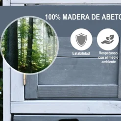 Casa para conejos PawHut de exterior 2 plantas gris 68x52,5x150 cm