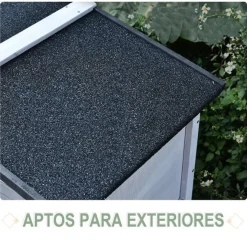 Casa para conejos PawHut de exterior 2 plantas gris 68x52,5x150 cm