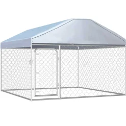 Caseta de exterior para mascotas con techo inox 135x200x200 cm