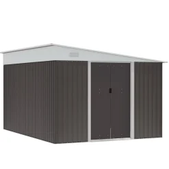 Caseta de jardín Boston Outsunny doble puerta corredera gris 201x280x345 cm