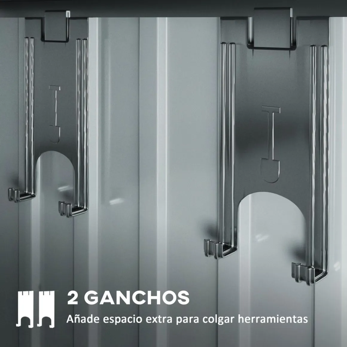 Caseta de jardín Coco Outsunny puertas correderas + ventana gris oscuro 160-181,5x195x122 cm