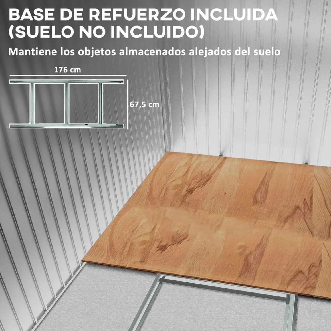 Caseta de jardín Coco Outsunny puertas correderas + ventana gris oscuro 160-181,5x195x122 cm