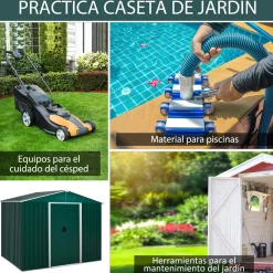 Caseta de jardín Forest Outsunny puertas correderas + ventilación 190x236x174 cm